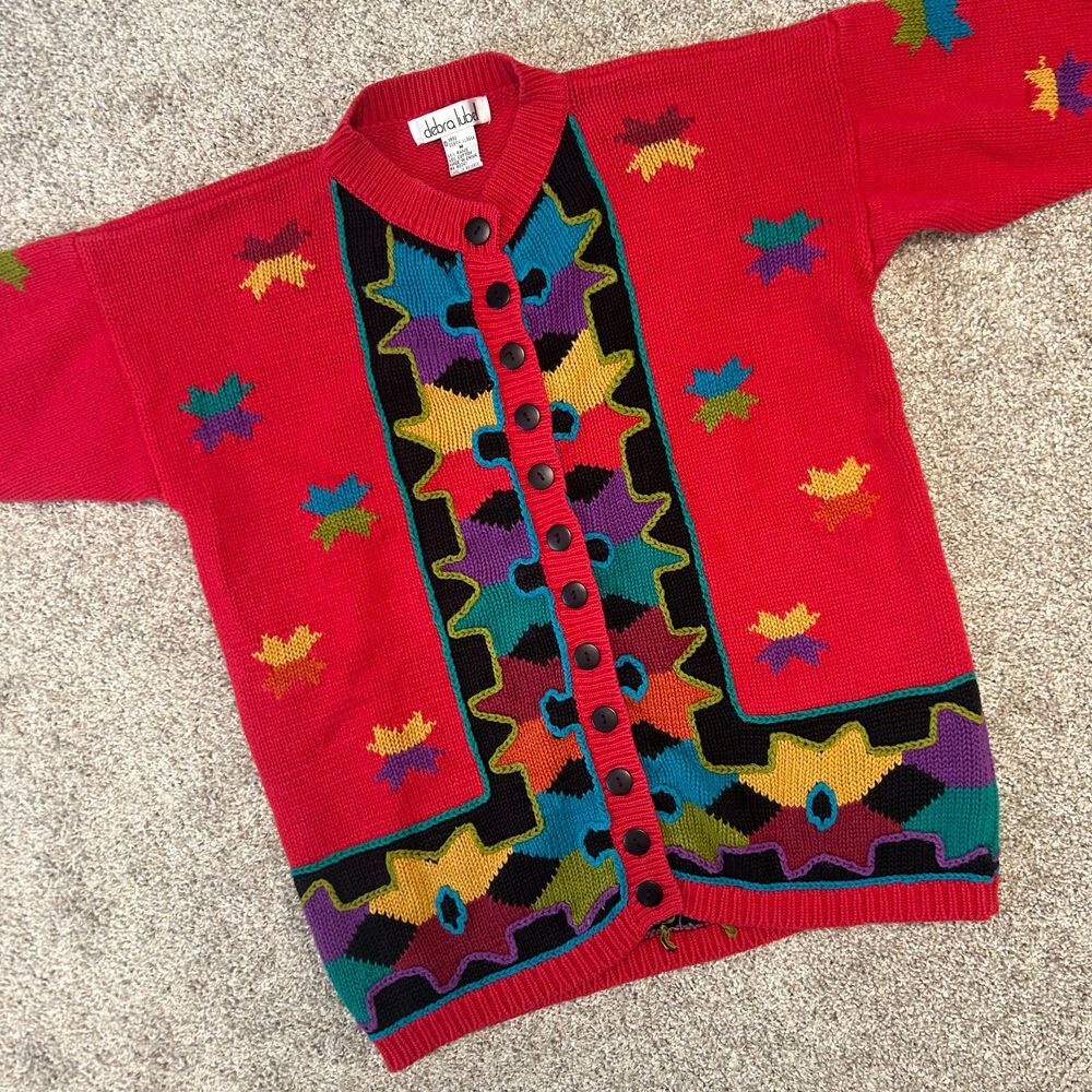 Vintage Debra Lubell 1992 Button Front‎ Cardigan Sweater Women Size Medium